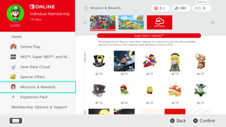 Nintendo Switch Online 任务与奖励