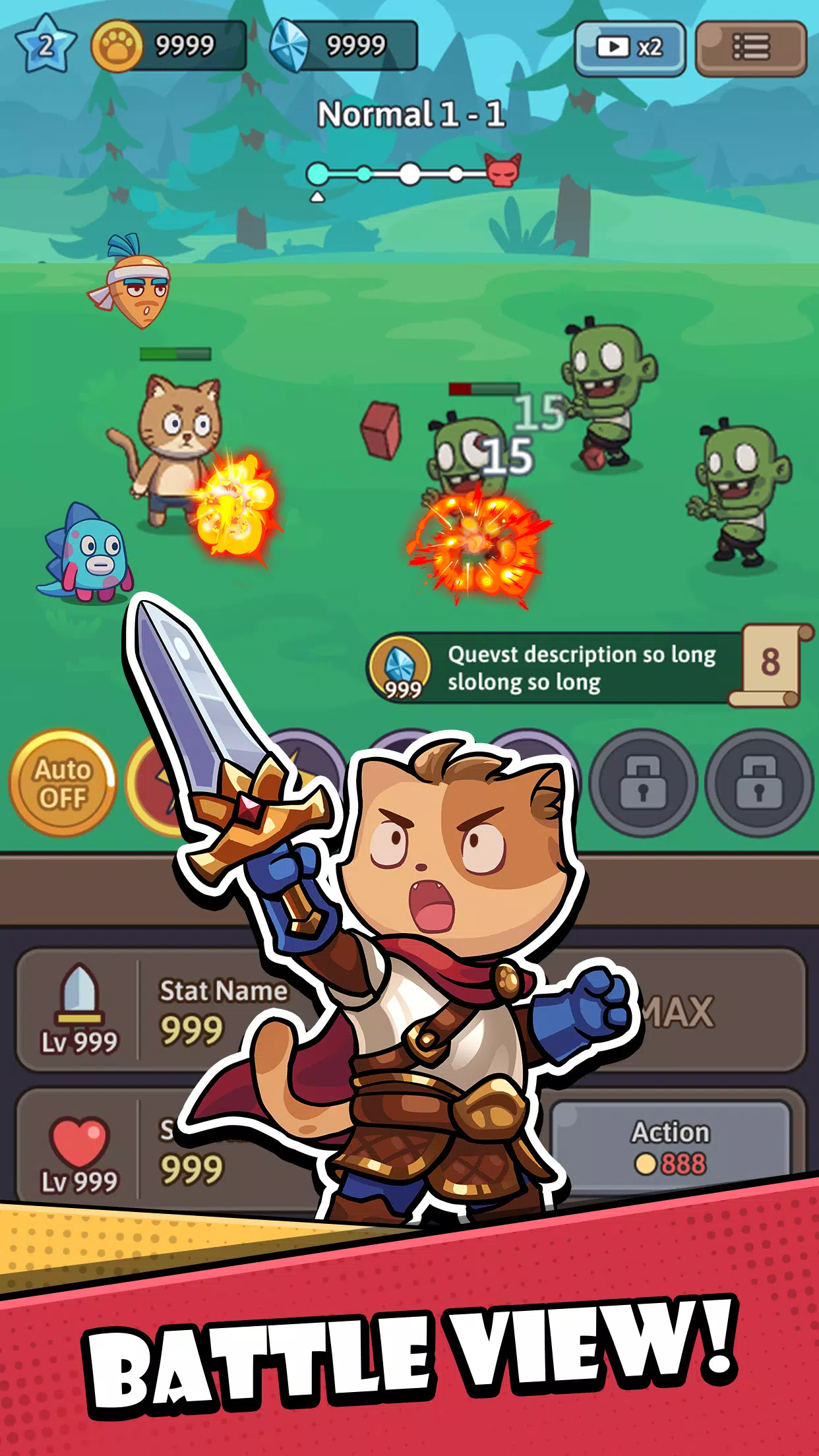 Cat Hero: Idle RPG War スクリーンショット 1