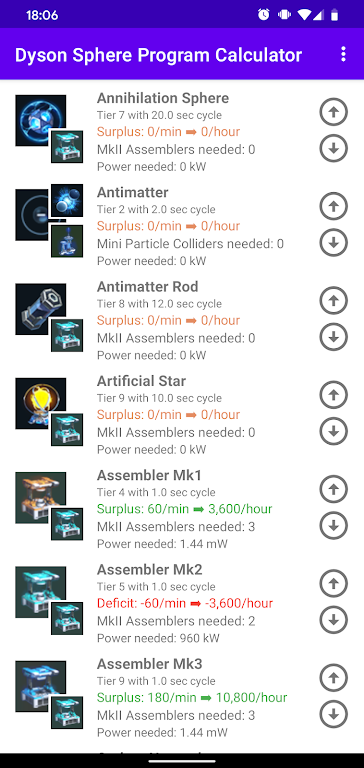 DysonCalc - Dyson Sphere Program Calculator Schermafbeelding 3