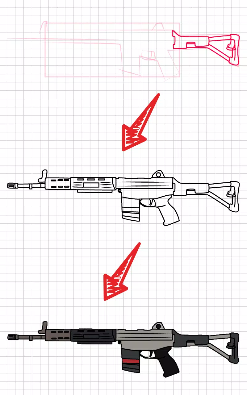 How to draw weapons step by st Скриншот 2