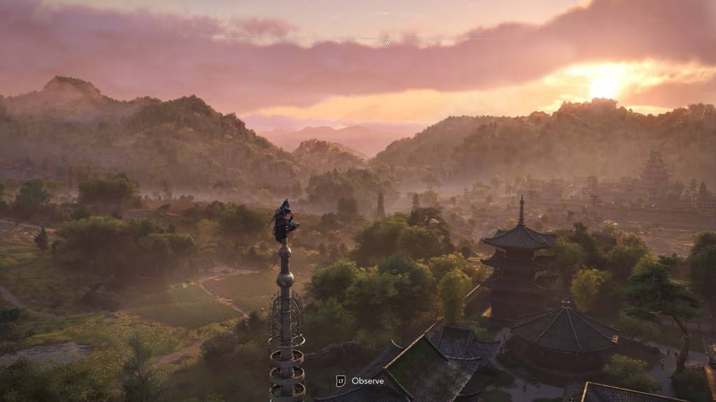 Naghahanda si Naoe na obserbahan ang isang lugar pagkatapos mag -synchronize sa Assassin's Creed Shadows, sa pamamagitan ng Ubisoft